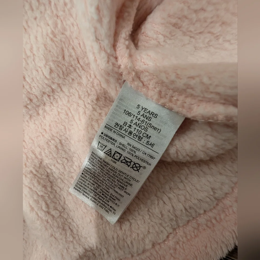 Gap Size 5 Robe Girls Soft Pink Hooded Bear Ears Cozy